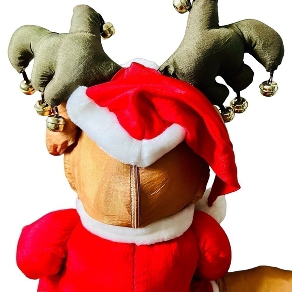 Vtg House of Loyd Shivers Reindeer Christmas Draft Stopper Nylon Parachute Plush - Picture 9 of 16
